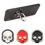 3 Packs Skull Shape Phone Ring Holder in, DaKuan 180° Adjustable Metal Stand Finger Grip Kickstand (Black, White, Red) Compatible with iPhone, iPad, Samsung, Huawei, Tablet etc.