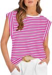 Cute Top for Women Summer Tops 2024 Casual Womens Tank Top Fashion Trendy 2024 Fuchsia Striped XXL