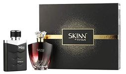 Skinn By Titan , Nude & Steele Long Lasting Perfume Gift Set For Couples - 100Ml (Pack Of 2) | Perfume For Men & Women | His And Hers Perfume Set For Partners | For Daily Use, Fruity, Spray