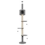 ARTETHYS Floor to Ceiling Cat Tree, 260cm Tall Cat Tree for Indoor Cats with Scratching Post Condo Platforms for Kittens Height Adjustable, Grey