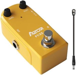 AZOR Vintage Fuzz Guitar Effect Pedal True Bypass Mini Pedal with Guitar Pedal Power Cable,9V Battery Clip Converter Power Cable