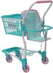 KOOKAMUNGA KIDS 2 in 1 Toy Shopping Cart with Hand Basket - Realistic Kids Grocery Cart with Baby Doll Front Seat Carrier - Toys for 2 to 7 Year Old Children - Blue Rainbow Colour