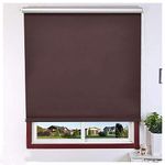 Kayra Decor 100% Blackout Roller Blinds for Windows UV Protection, Waterproof, Room Darkening, Corded Roll Up and Down Blinds for Smart Home Office, (Customized Size, Brown)