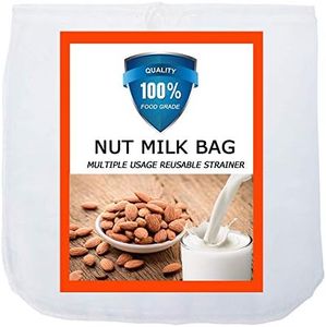 Carrollar Nut Milk Bag, Pro Quality Multiple Usage Reusable Food Strainer, Cold Brew Coffee Bag Cheese Cloth, Ultra Fine Nylon Mesh Food Grade BPA-Free for Almond/Soy Milk, Juice, Coffee, Tea, 12"x12" (1 pack)