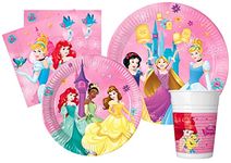 Ciao AZ006 Party Tableware Set Disney Princess Live Your Story for 24 people (112 pcs: plates, cups, napkins), multicolour