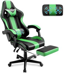 Ferghana Gaming Chairs, Ergonomic Racing Style PC Game Computer Chair with Headrest Lumbar Support Adjustable Recliner PU Leather Video Computer Chair(Green)