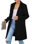 PRETTYGARDEN Women's Fall Long Blazer Jackets Long Sleeve Lapel Pockets Loose Fit Work Casual Blazers Outerwear (Black,Medium)