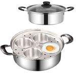 GOVNPJ Egg Poacher Pan, 4-Cup Stainless Steel Egg Poacher, Silver