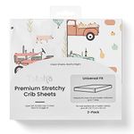 TotAha Premium Stretchy Crib Sheets (2-Pack) - Hypoallergenic, Silky Comfort, Buttery Soft, Calming Effect, All-Season Jersey-Knit Sheets, 28 X 52 X 9'' Extra Deep Pocket (Farm & Pumpkin)