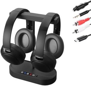 Jersonn Wireless Headphones for TV Watching with Charging Dock, Easy Setup & Comfortable Fit for Seniors, No Audio Delay Blutooth Headphones Headset (Black-2PCS)