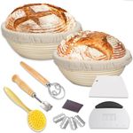 Sourdough Proofing Basket Set of 2, Round 9 inch Banneton Proofing Basket Sourdough Bread Starter kit, Proofing Baskets for Sourdough Bread, Bread Proofing Basket for Baking Fermentation