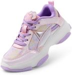 DREAM PAIRS Girls Sneakers Lace up Lightweight Sparkle StarGlow Breathable Jelly Sole Kids Walking Shoes Casual Sports,Size 5 Big Kid,Purple/Pink,SDFS2421K