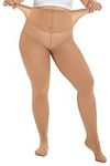 CozyWow Women's Plus Size Tights Soft Semi Opaque Queen Size Pantyhose High Waist 1Suntan-3X