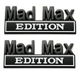 Pair Metal Mad Max Edition Decal Emblems 3D Letters Badge Truck Adhesive Conservative Stickers, Funny Decals Adhesive Letters Fit for Vehicle, Truck, SUV, Door Decoration (White)