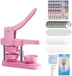 FreeingBAG Button Maker Machine 58mm - (3 Gen) Installation-Free (2.25in) DIY Badge Button Maker Press Machine Badge Punch Press with 100pcs Button Parts Pictures (Pink, 2.25 inch / 58mm)