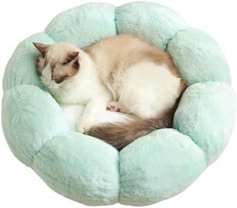 Anti Skid Cute Cat Bed for Both Cats and Small Dogs,Cozy Calm Cat Bed for Indoor Cats,Cute Floral Pet Bed for Small Dogs,Rabbit Velvet Fabric and Stuffed with Soft Cotton,Machine Washable,Light Green