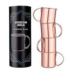 Navaris 4x Moscow Mule Copper Mugs - 475ml / 16.1oz Set of 4 Copper Plated Stainless Steel Cups with Large Handle for Ice Cold Drinks, Beer, Cocktails