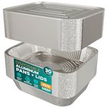 Aluminum Pans With Lids 9x13 [30 Sets] Aluminum Foil Pans Trays With Lids - Half Size Tin Foil Disposable Pans For Baking, Roasting, Cake Serving Dishes, Catering Supplies, Steam Table Chafing