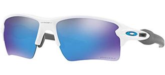 Oakley Men's OO9188 Flak 2.0 XL Rectangular Sunglasses, Polished White/Prizm Sapphire, 59 mm