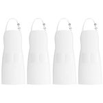 Xornis 4 Pack Bib Aprons with 2 Pockets Adjustable Kitchen Cooking Chef Apron for Women Men, White