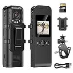 Losfom Z02 WiFi Body Camera, 1296P Body Worn Camera with Audio and Video Recording, 64G Card Included, Wearable Body Camera, Body Camcorder with Bicycle Mount for Riding,Home, Office