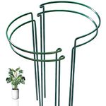 4 Pack Plant Support Stakes, Half Round Metal Garden Stakes, Green Plant Support Rings - Sturdy, Rust-Proof, and Durable for Indoor and Outdoor Plants