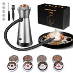 BORUIT SK301B Cocktail Smoker Kit,Smoking Gun Food Smoker with 4 Flavors Wood Chips,Portable Aluminum Alloy Drink and Food Smoker Infuser for Kitchen Cocktails Meat BBQ Cheese(Silver)