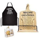 Grandma Gifts, Christmas Grandma Gifts from Granddaughter, Adjustment Cookbook Stand with Apron Set, Recipe Book/iPad Holder for Kitchen, Grandma Granny Birthday Grandparents Day Gift