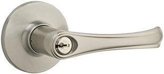 Weiser Grapevine Satin Nickel Front Door Handle with Lock, Reversible Exterior/Interior Door Handles with Lock, Keyed Entry Door Lever for Front Door, Bedroom, Bathroom & Office,Traditional Home Decor