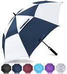 ZOMAKE Golf Umbrella Windproof and Rainproof 62in, Large Umbrella Windproof Strong, Big Golfing Brolly Unbreakable Double Canopy for Men Women (Navy Blue/White)