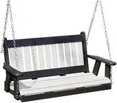 Mission Poly Lumber Wood 5FT Porch Swing Amish Craftsmandship Made in USA HDPE with No Wood fibers 1000 lbs Limit. Stainless Steel Hardware.Signature Design for Patio Outdoor Backyard Garden Park