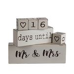 Lillium Wedding Day Countdown Calendar Blocks Sign - Counting Down Days Until Mr & Mrs - Wooden Engagement Gift Set for Engaged Couples – Bridal Shower Gift – Bride to Be – Rustic Gray