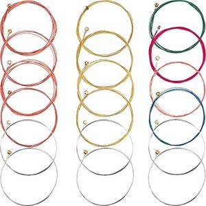 Bememo 3 Sets of 6 Acoustic Guitar Strings Replacement Steel String Guitar Accessories Kit for Guitar Spare Strings for Beginner Guitarists Performers (1 Brass Set, 1 Copper Set and 1 Multicolor Set)