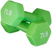 Amazon Basics Vinyl 7 Pound Dumbbells - Set of 2, Light Green