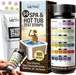 Spa and Hot Tub Test Strips - 100 ct - 5 Way Chemical Testing Strip Kit Tester for Chlorine & Bromine Spas & Tubs - Calibrated for Warm Water to Maximize Accuracy - FC TC/TB Alkalinity pH & Hardness