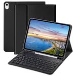 Keyboard Case for iPad 10th Gen 10.9'' 2022, iPad 10th Generation Case with Keyboard 10.9 inch, Smart Folio Cover with Pencil Holder, Slim Rechargeable Magnetic Bluetooth Keyboard Detachable (Black)