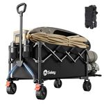Sekey Festival Trolley with Expandable Tailgate - 350-500L, 440LB Heavy Duty Folding Camping Wagon, Brake, All-Terrain Wheels, Patented 4-Way Folding & One-Click Adjustable Handle, Beach Cart - Black