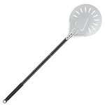 SMRONAR Turning Pizza Peel, 7 Inch Round Perforated Pizza Peel, with Non-Slip Heat Resistant Handle, Long Handle, Anodized Aluminum Pizza Paddle for Homemade Pizza Bread Baking