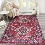 NETLINE HOME Machine Washable Area Rugs For Kitchen, Bedroom, Dining and Living Room | Kid Pet Friendly Rug | Oriental Design Carpet | Low Pile | Non Slip (Brick Color, 160X230 CM)