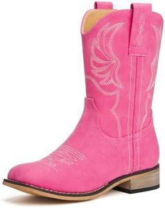 vodvob Kids Western Cowboy Boots for Boys Girls Square Toe Cowgirl Boots Mid Calf Riding Shoes with Zipper (Little Kid/Big Kid)