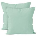 Encasa XO Cotton Throw Pillow Covers Set of 2 I 16x16 in (40x40 cm) - Mint Green I No Insert I Plain Square Pillowcases I Machine Washable | Indoor Use Only