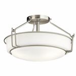 Kichler Lighting Alkire 16.5" 3 Light Semi Flush with Satin Etched White Glass in Brushed Nickel