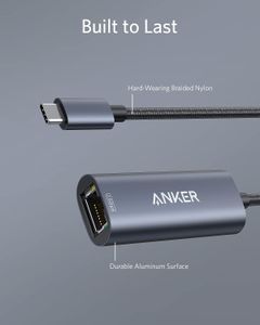 Anker USB-C to 2.5 Gbps Ethernet Adapter – Aluminum, Portable for MacBook & iPad Pro