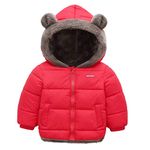 Happy Cherry Child Winter Zipper & Hooded Jacket Padded Puffer Lined Coat Thick Fleece Cotton Snow Coat for Unisex Baby, Kids, Toddler 5-6 X