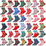 Toulite 42 Pairs Christmas Holiday Socks Bulk Women's Christmas Socks Set Funny Soft Crew Socks Novelty Fancy Xmas Socks Gift Stocking Stuffers for Women Men Girls