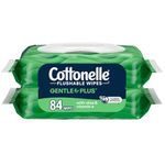 Cottonelle GentlePlus Flushable Wet Wipes with Aloe & Vitamin E - 2 Flip-Top Packs, 84 Total Flushable Wipes