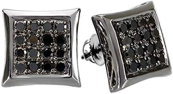 Dazzlingrock Collection 0.75 Carat (ctw) Black Plated Round Diamond 11mm Kite Micro Pave Hip Hop Iced Out Studs in 14K Solid White Gold, Screw Back, Unisex Design Ladies, Mens Real Diamond Earrings