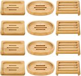 12 Pcs Bamboo Soap Dishes, Wooden Soap Tray Soap Holder, Shampoo Bar Holder Bar Soap Holder for Bathroom, Kitchen (3 Size)