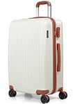 CALDARIUS Suitcase Medium Size | Lightweight Hardshell Luggage | 4 Dual Spinner Wheels | Trolley Suitcase | Medium 24" Hold Check in Luggage |3 Digit Combination Lock (White, Medium 24'')