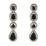 EleQueen Women's Austrian Crystal Art Deco Teardrop Party Long Dangle Earrings Black-tone Black